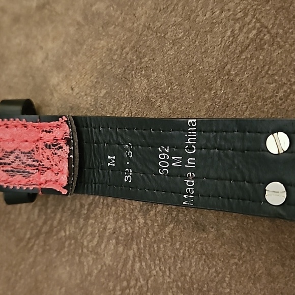 HOT TOPIC Hot Pink Lace Spiked Moto Punk Belt Medium main image 4